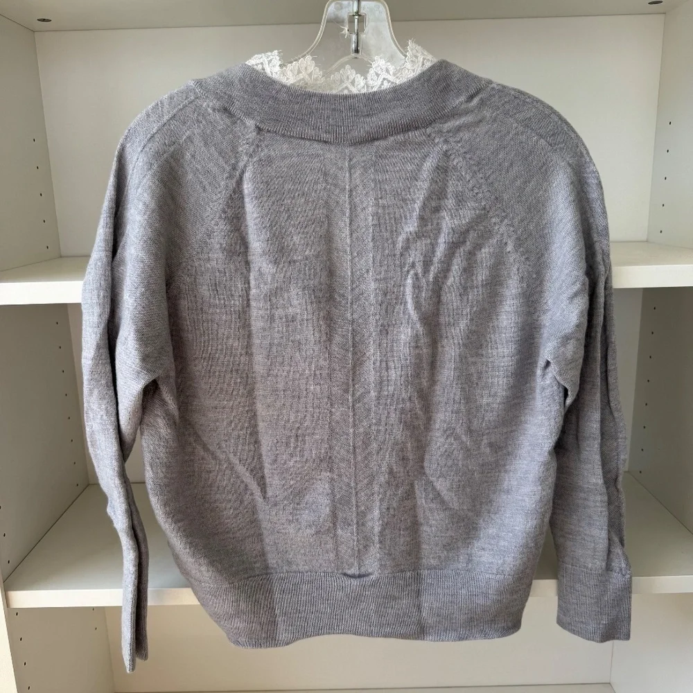 REBECCA TAYLOR Grey Lace Combo Pullover